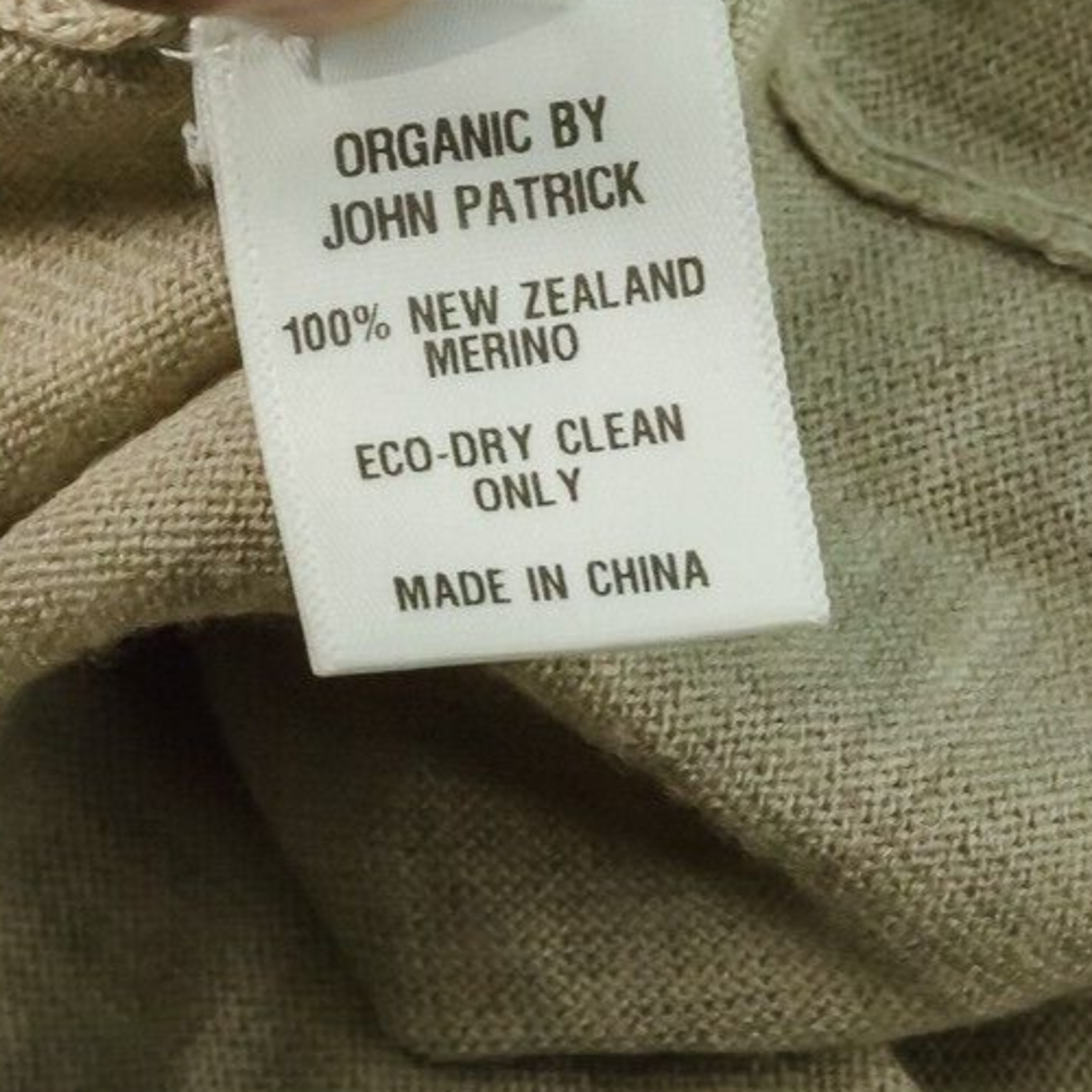 Organic By John Patrick Size Medium M Tan Beige Crew Scoop Neck Short Cap Sleeve — image 6 of 7